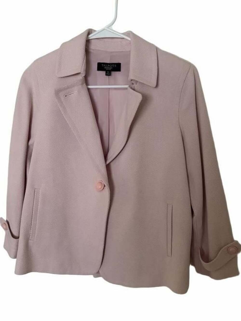 Talbots Blazer Size 4P Pink Textured Single Button